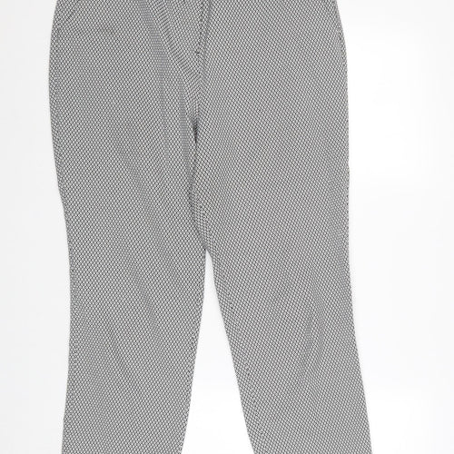 Miss Selfridge Womens Black Geometric Polyester Chino Trousers Size 12 Regular Zip