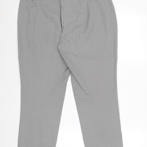 Miss Selfridge Womens Black Geometric Polyester Chino Trousers Size 12 Regular Zip
