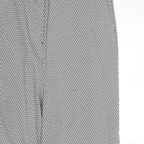 Miss Selfridge Womens Black Geometric Polyester Chino Trousers Size 12 Regular Zip