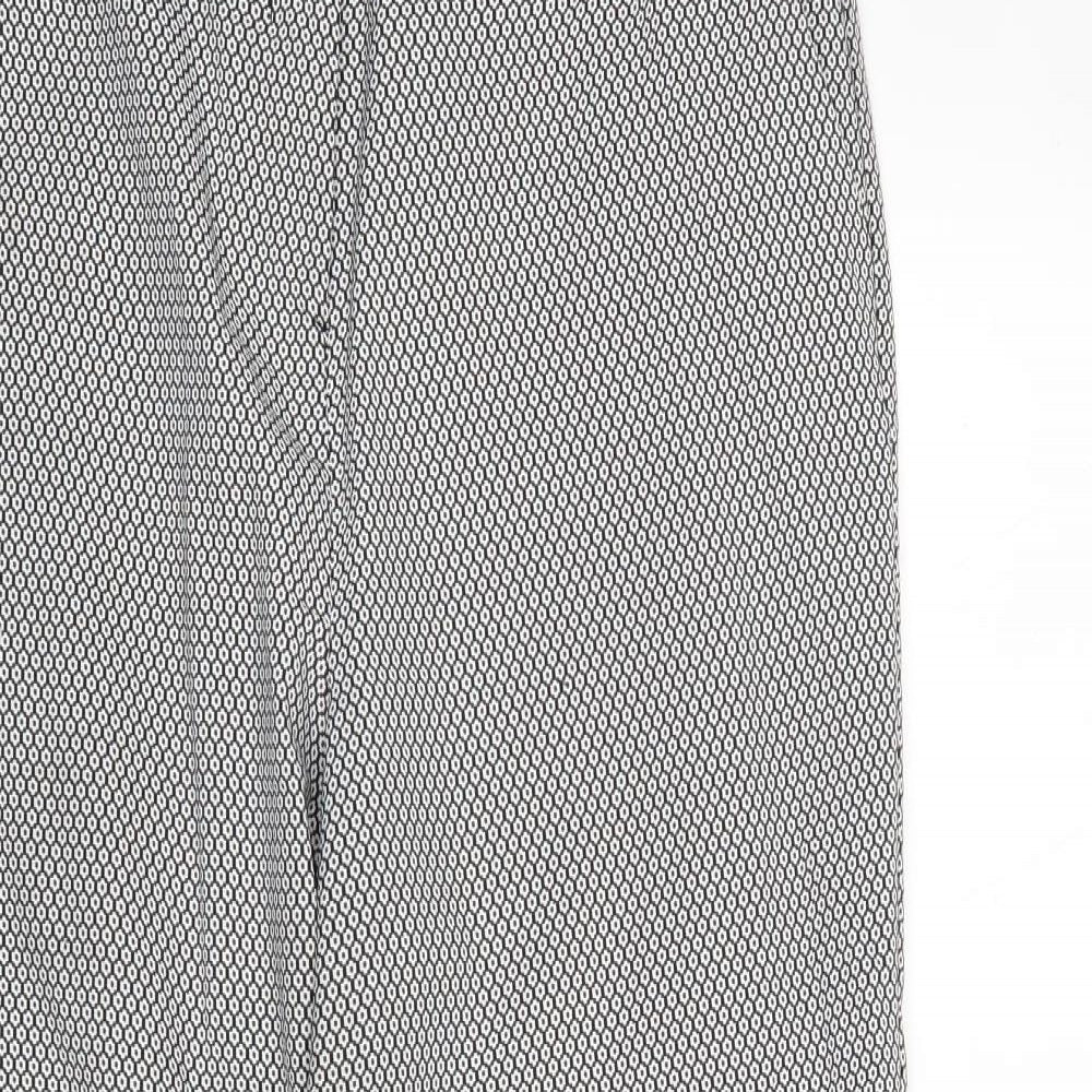 Miss Selfridge Womens Black Geometric Polyester Chino Trousers Size 12 Regular Zip