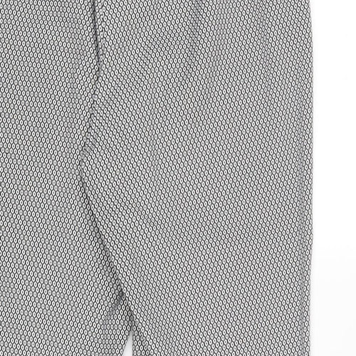 Miss Selfridge Womens Black Geometric Polyester Chino Trousers Size 12 Regular Zip