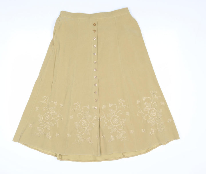 Rosy Womens Brown Floral Polyester Swing Skirt Size 14