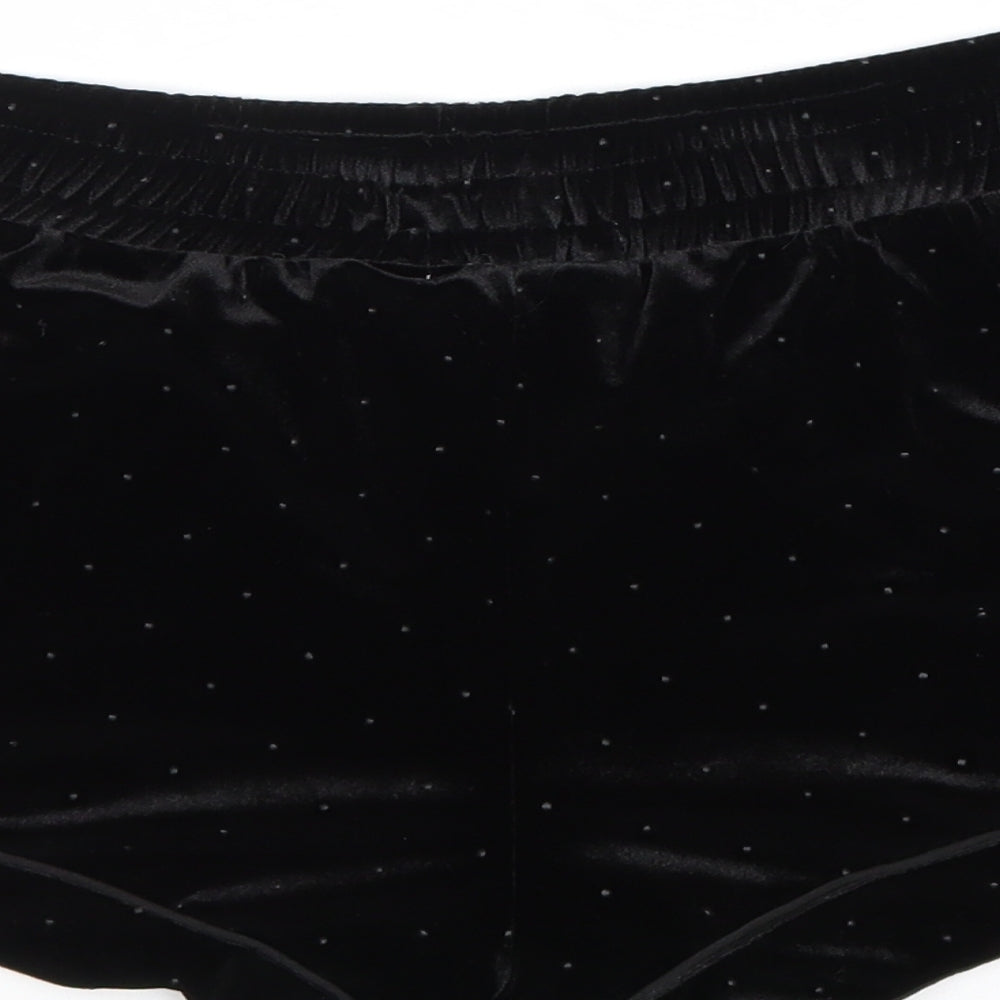 New Look Womens Black Polka Dot Polyester Basic Shorts Size 12 Regular Pull On