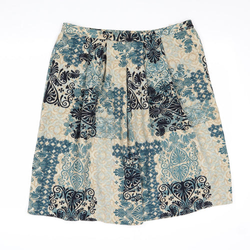 EWM Womens Blue Geometric Polyester Swing Skirt Size 36 in
