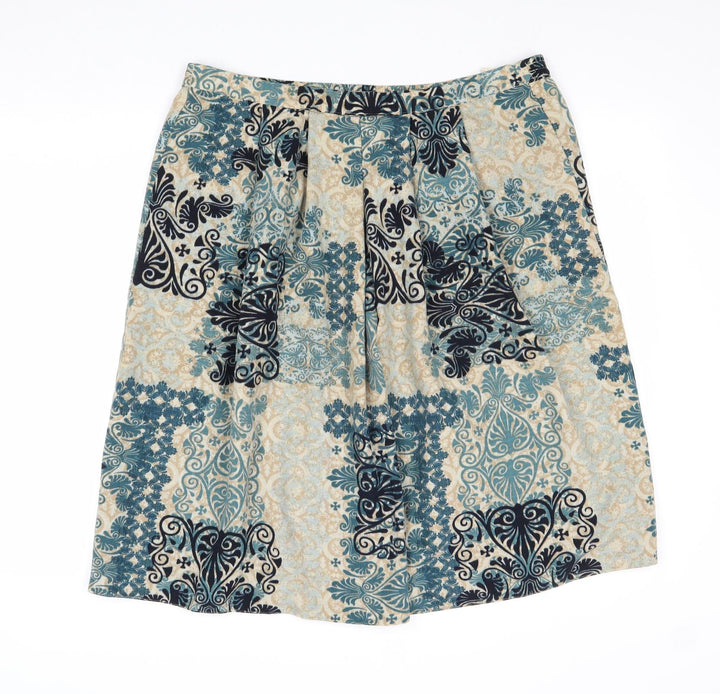 EWM Womens Blue Geometric Polyester Swing Skirt Size 36 in