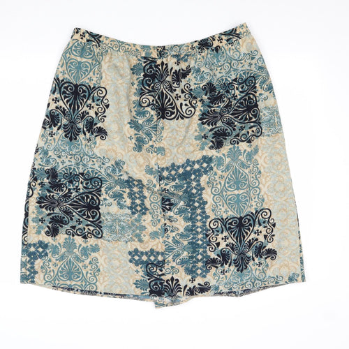 EWM Womens Blue Geometric Polyester Swing Skirt Size 36 in