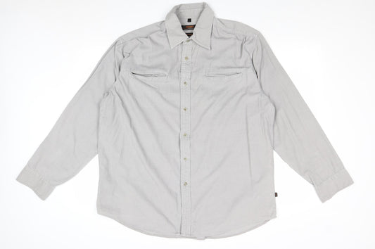 Jeff & Co Mens Grey Cotton Button-Up Size L Collared Button