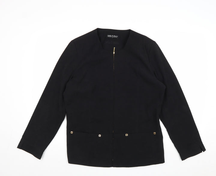 Joella Di Marco Womens Black Jacket Size M Zip - Suede
