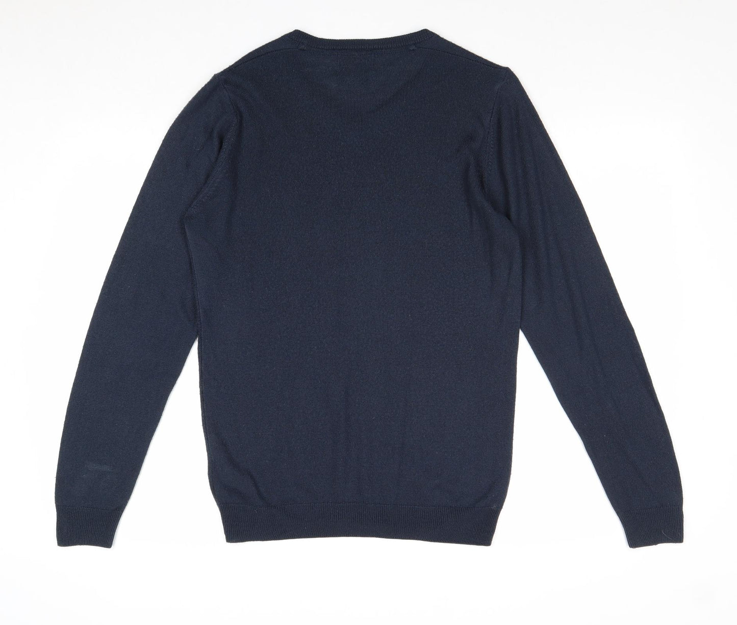 Marks and Spencer Womens Blue V-Neck Acrylic Pullover Jumper Size S
