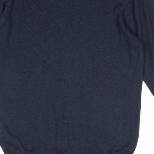 Marks and Spencer Womens Blue V-Neck Acrylic Pullover Jumper Size S