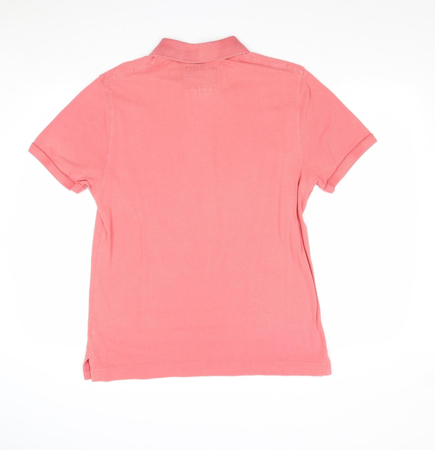 Marks and Spencer Mens Pink Cotton Polo Size M Collared Button