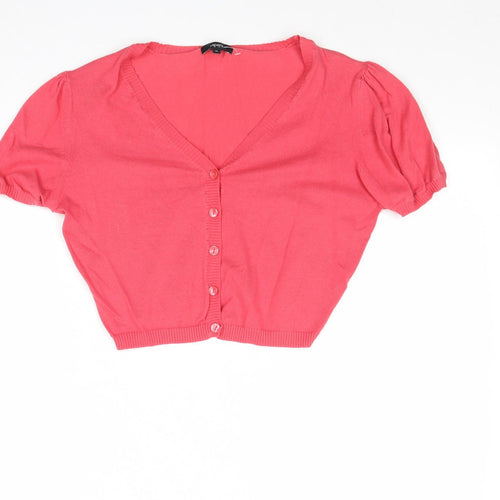 Papaya Womens Pink V-Neck Viscose Cardigan Jumper Size 12