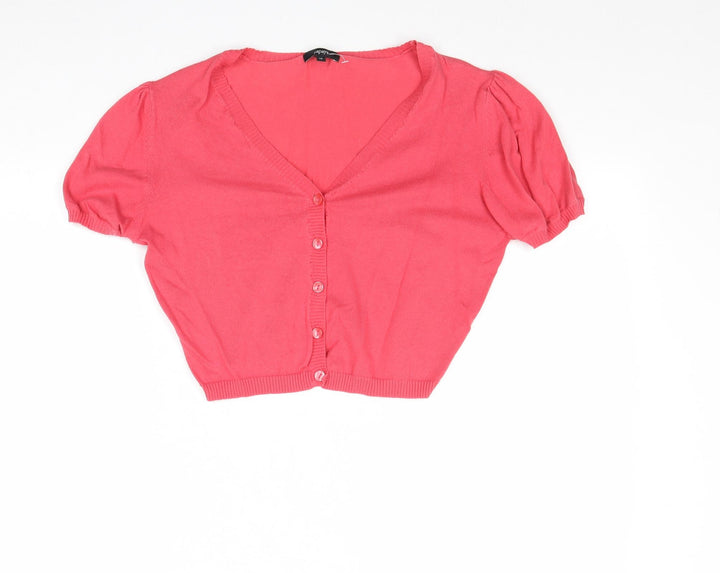 Papaya Womens Pink V-Neck Viscose Cardigan Jumper Size 12