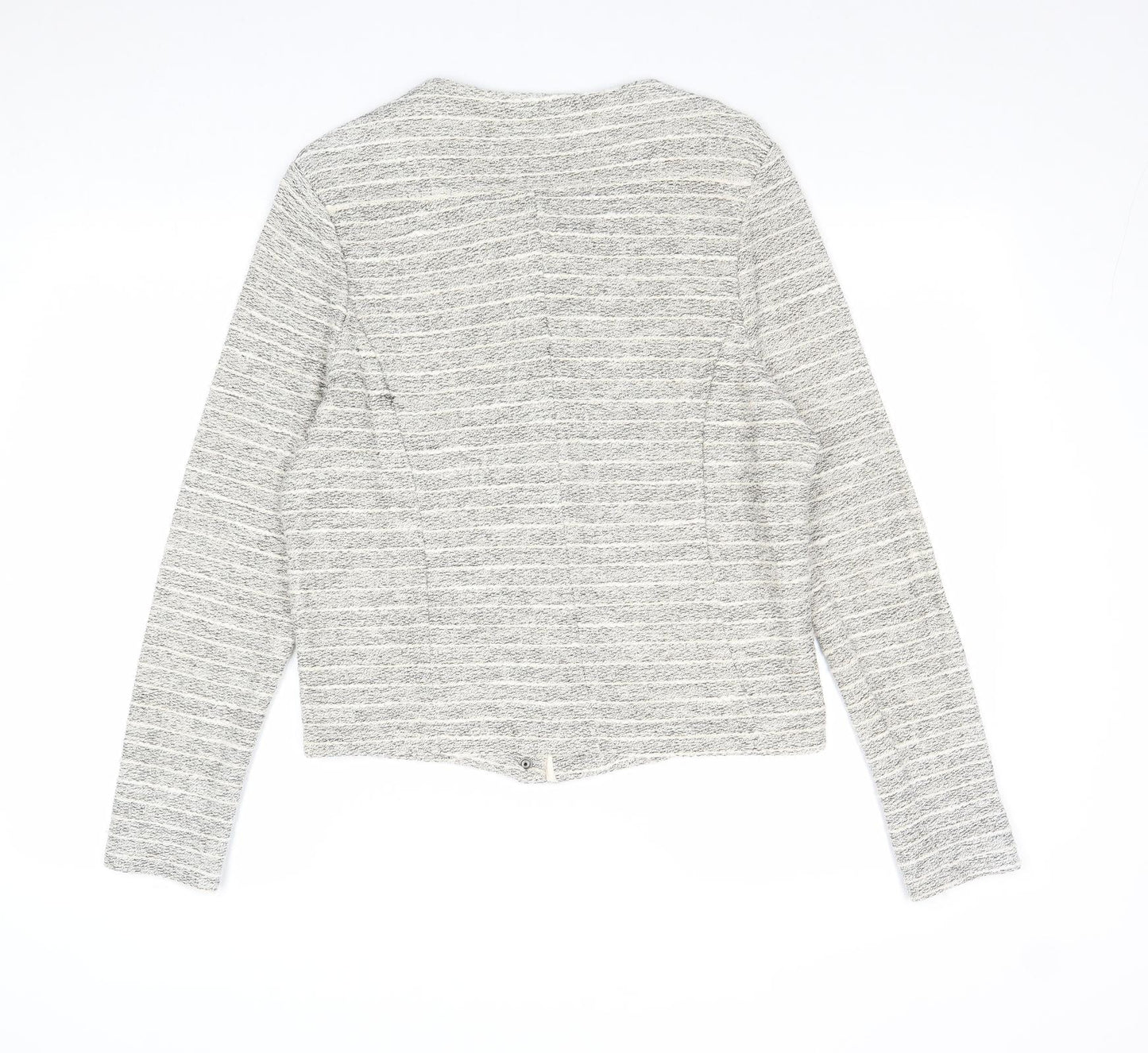 NEXT Womens Beige Striped Jacket Size 12 Zip