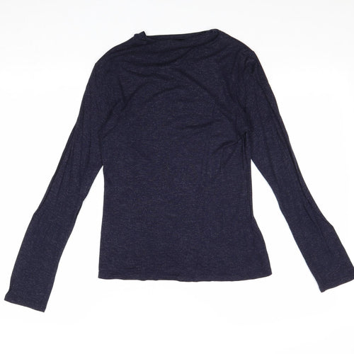 Marks and Spencer Womens Blue Viscose Basic T-Shirt Size 8 Round Neck