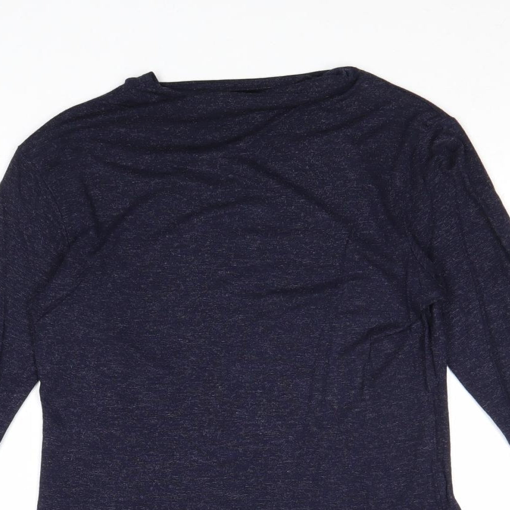 Marks and Spencer Womens Blue Viscose Basic T-Shirt Size 8 Round Neck