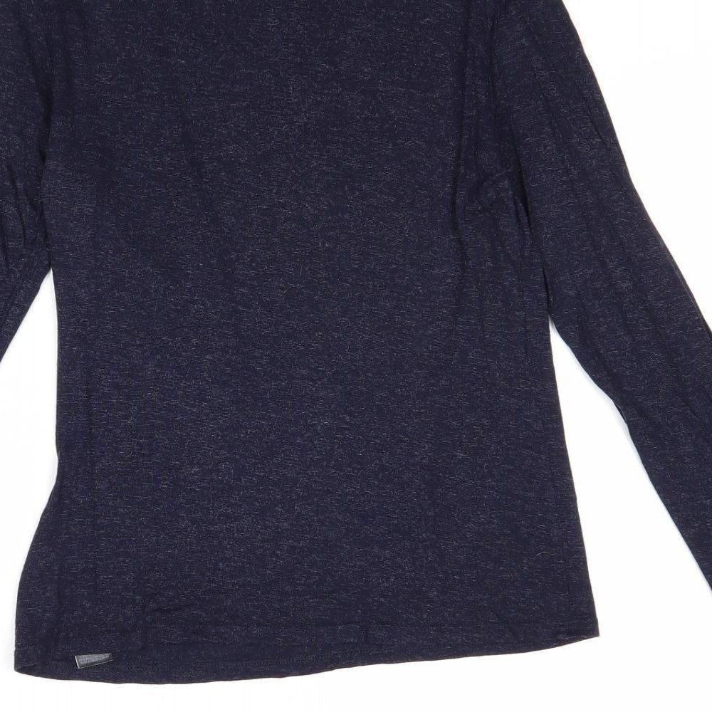 Marks and Spencer Womens Blue Viscose Basic T-Shirt Size 8 Round Neck