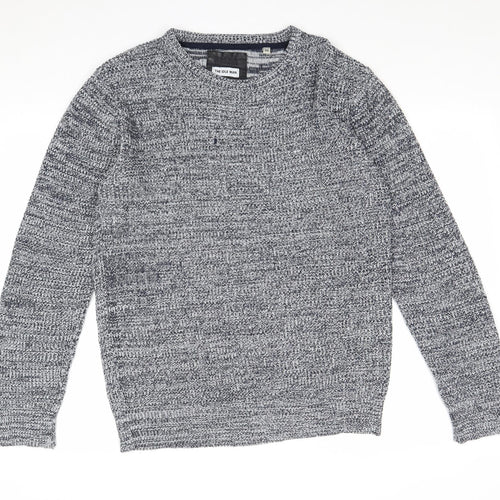 The Idle Man Mens Blue Round Neck Acrylic Pullover Jumper Size M Long Sleeve