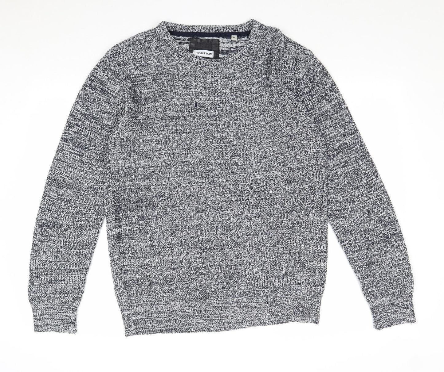 The Idle Man Mens Blue Round Neck Acrylic Pullover Jumper Size M Long Sleeve