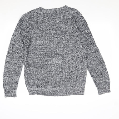 The Idle Man Mens Blue Round Neck Acrylic Pullover Jumper Size M Long Sleeve