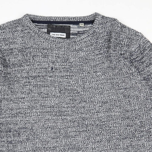 The Idle Man Mens Blue Round Neck Acrylic Pullover Jumper Size M Long Sleeve