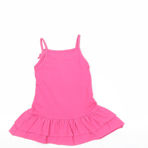 Orchestra Girls Pink Cotton A-Line Size 4 Years Round Neck Pullover - Flower Detail