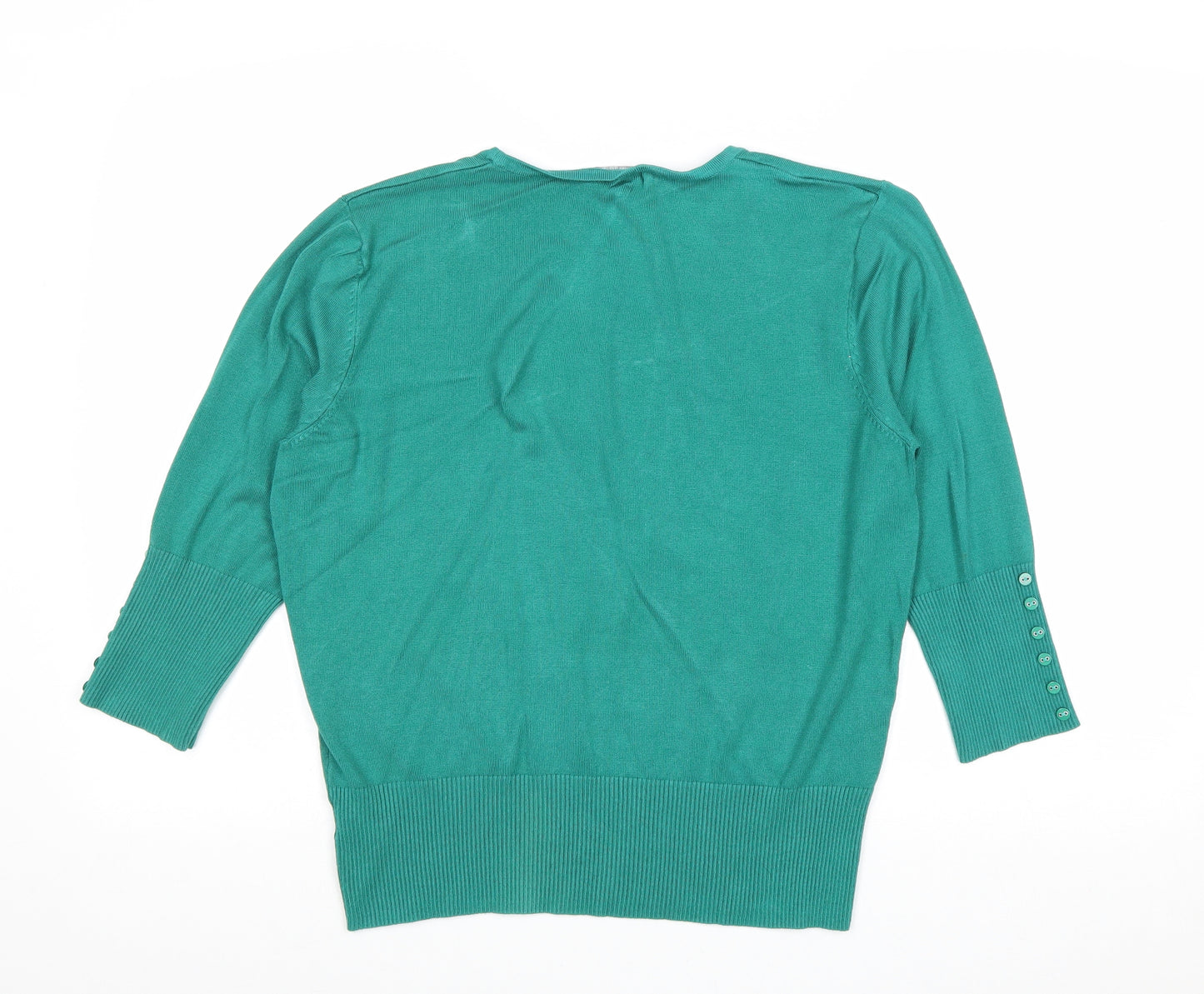 Roman Womens Green Square Neck Viscose Pullover Jumper Size 18