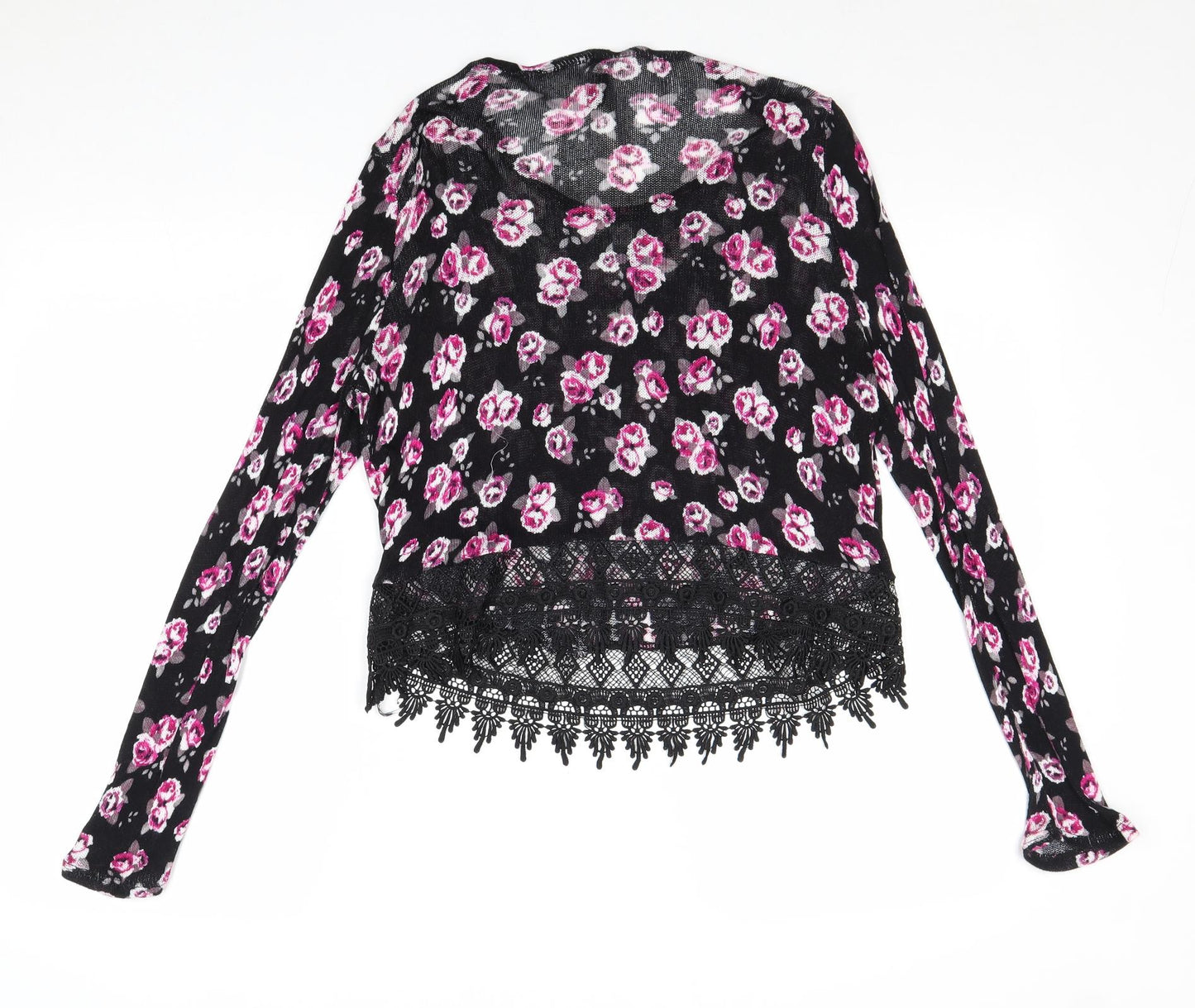 Divided by H&M Womens Black Scoop Neck Floral Viscose Pullover Jumper Size S