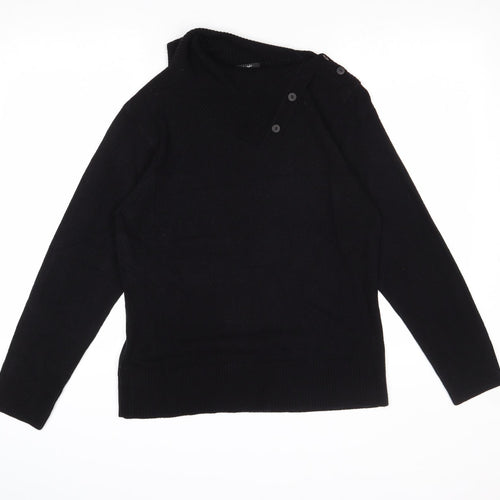 Alexara Womens Black Roll Neck Acrylic Pullover Jumper Size M