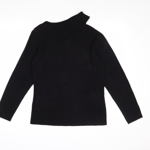 Alexara Womens Black Roll Neck Acrylic Pullover Jumper Size M