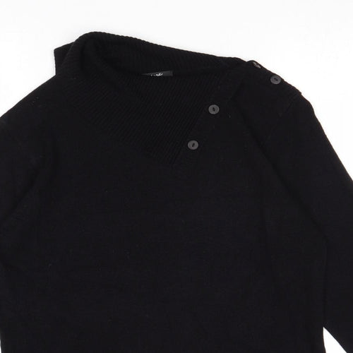 Alexara Womens Black Roll Neck Acrylic Pullover Jumper Size M
