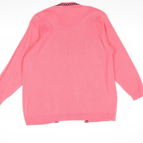 Envy Womens Pink Scoop Neck Geometric Acrylic Cardigan Jumper Size XL - Twin Set