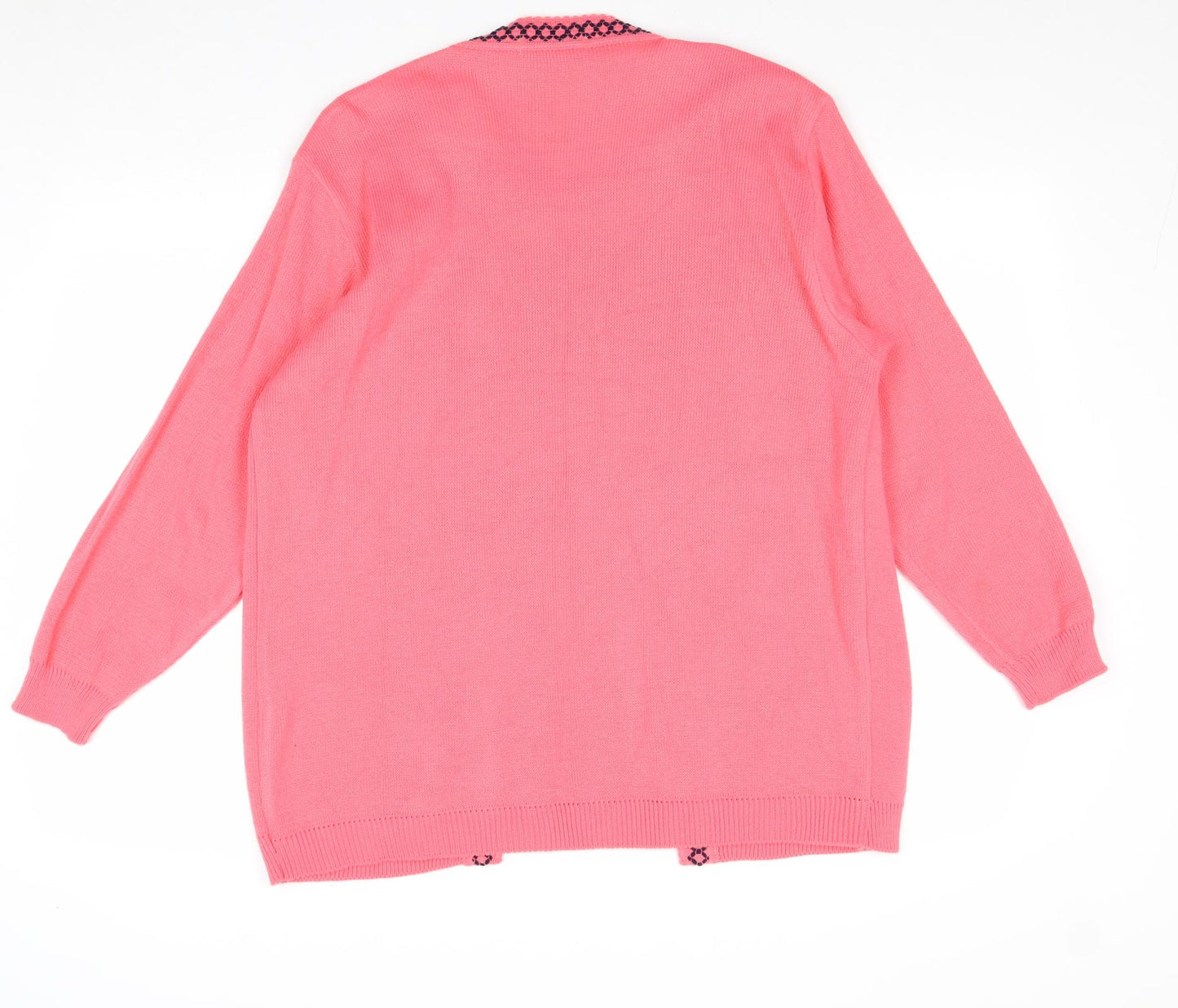 Envy Womens Pink Scoop Neck Geometric Acrylic Cardigan Jumper Size XL - Twin Set