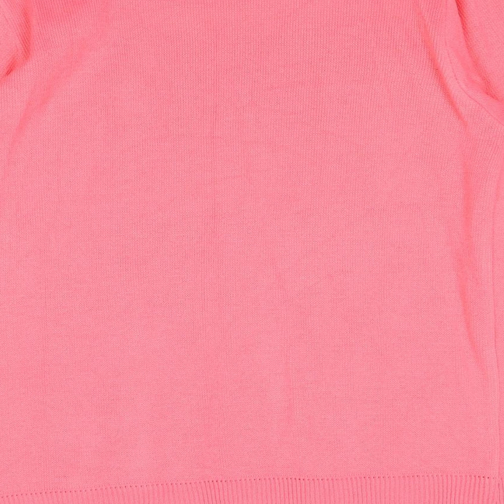 Envy Womens Pink Scoop Neck Geometric Acrylic Cardigan Jumper Size XL - Twin Set