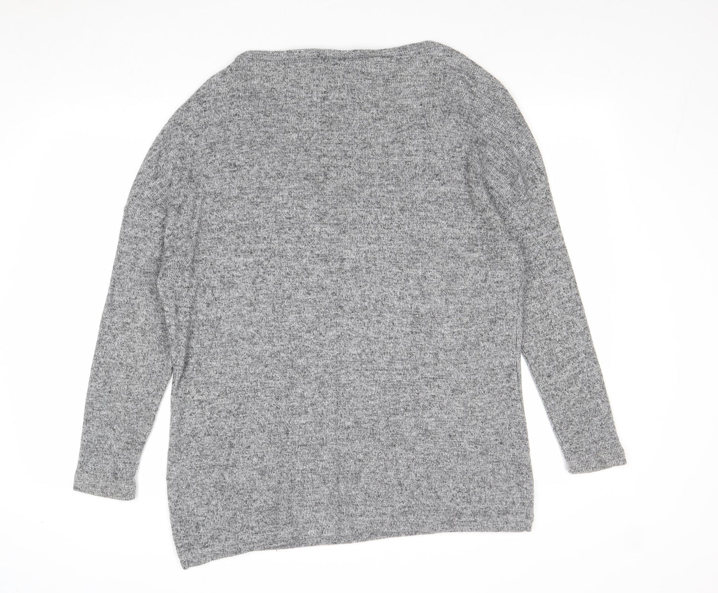 River Island Womens Grey V-Neck Polyester Pullover Jumper Size 14 - Lace Detail