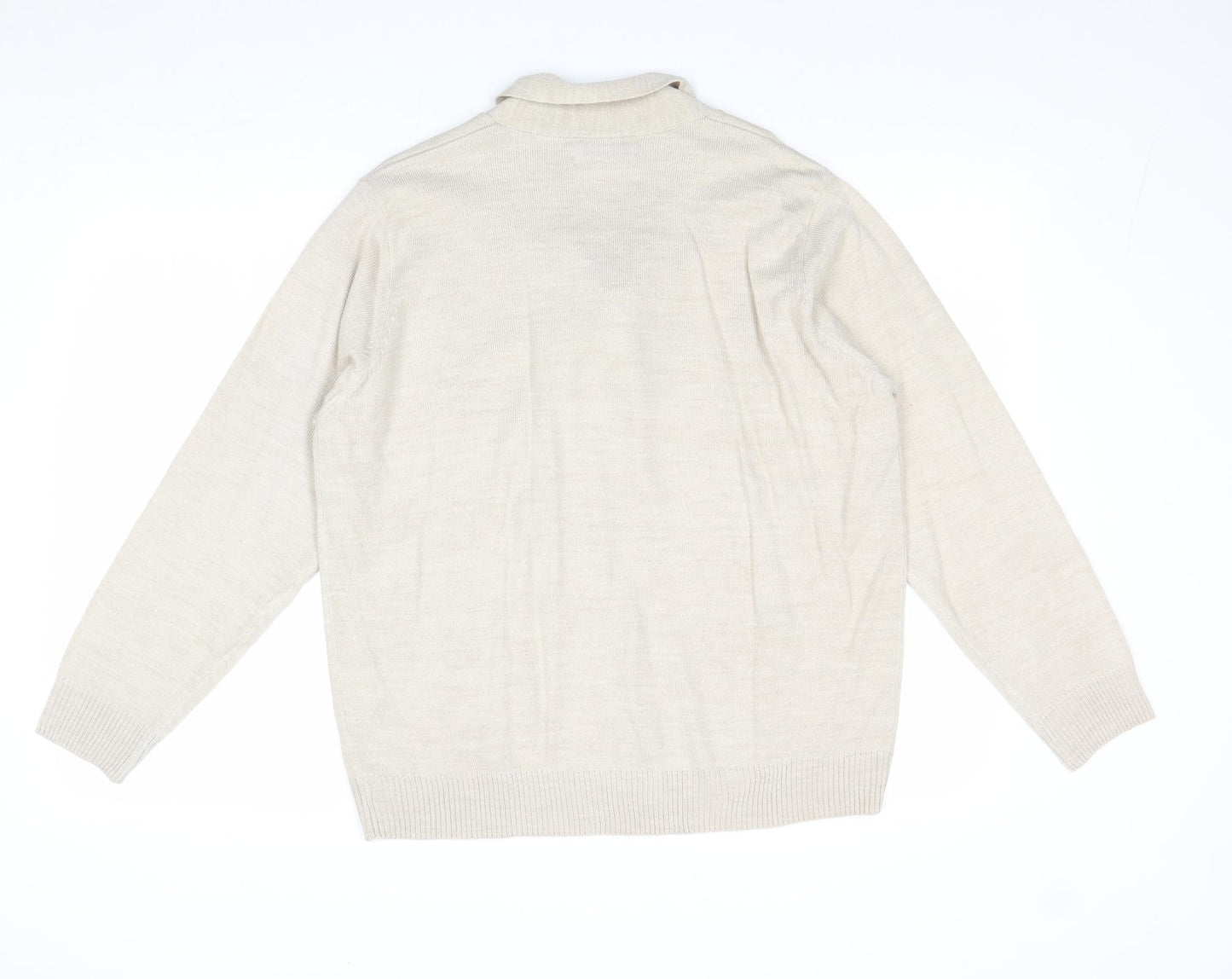 EWM Womens Beige Collared Acrylic Pullover Jumper Size L - Scarf Neck Detail