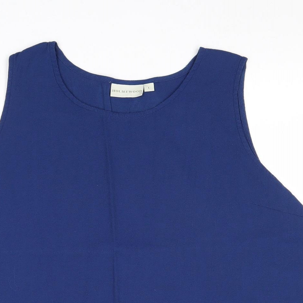 Holmewood Womens Blue Viscose Basic Tank Size L Boat Neck