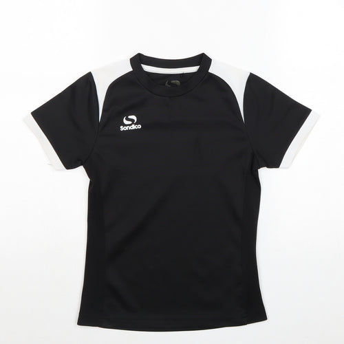 Sondico Boys Black Polyester Basic T-Shirt Size 5-6 Years Round Neck Pullover