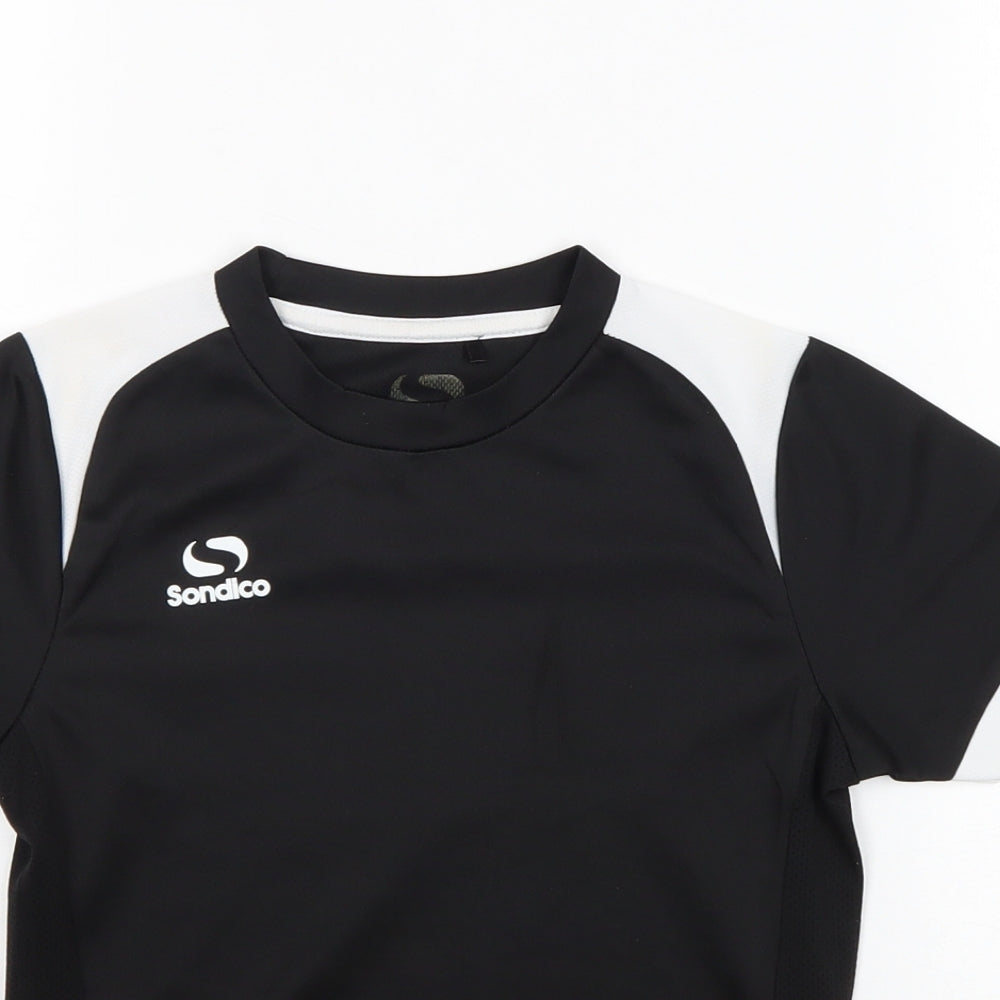 Sondico Boys Black Polyester Basic T-Shirt Size 5-6 Years Round Neck Pullover