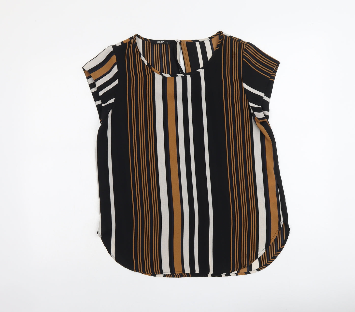 Only Womens Multicoloured Striped Polyester Basic Blouse Size 8 Round Neck