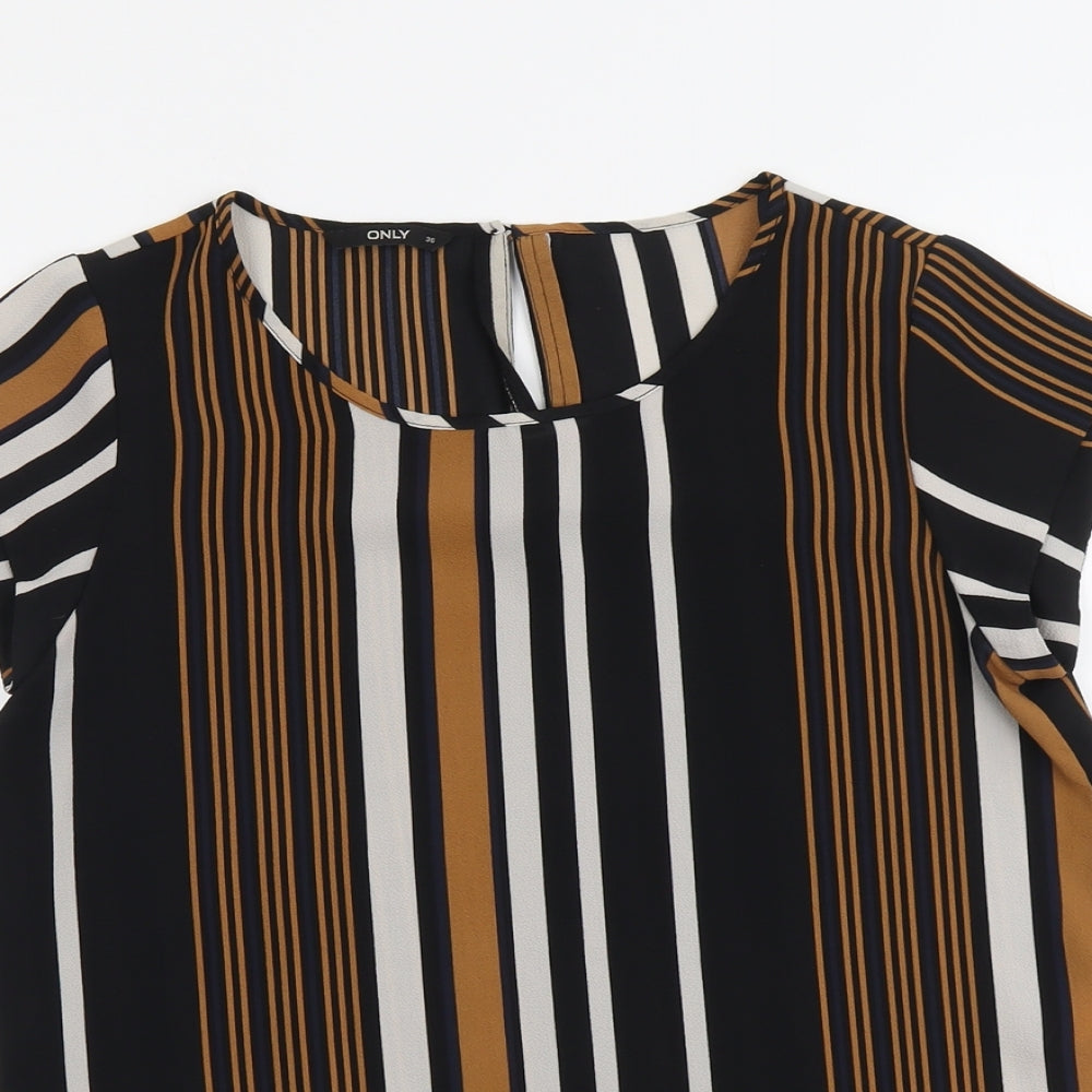 Only Womens Multicoloured Striped Polyester Basic Blouse Size 8 Round Neck