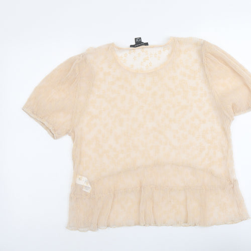 Primark Womens Pink Geometric Polyester Basic Blouse Size L Round Neck