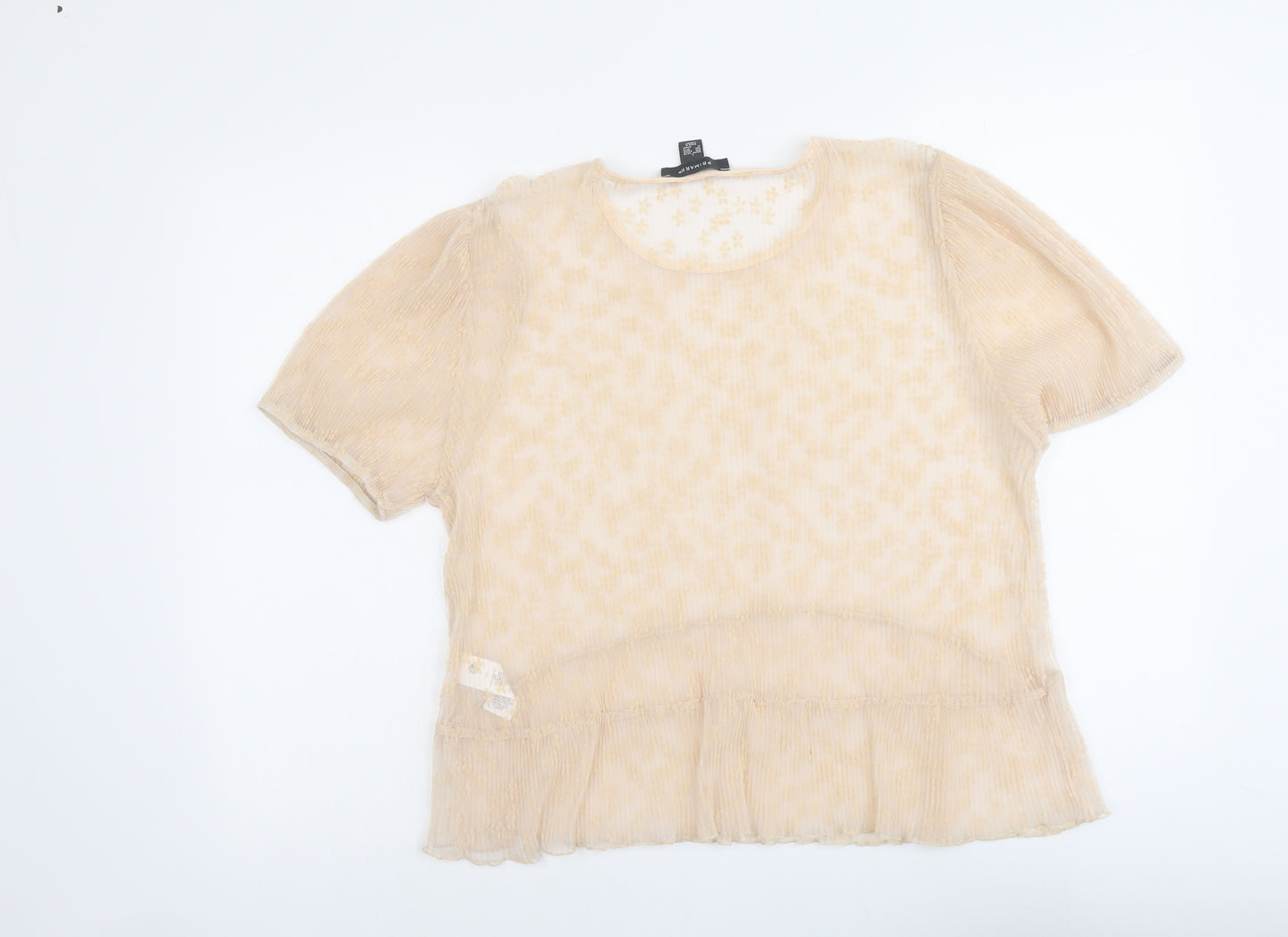 Primark Womens Pink Geometric Polyester Basic Blouse Size L Round Neck