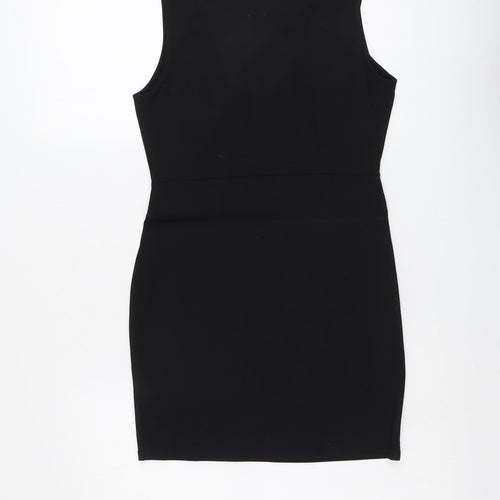 Topshop Womens Black Viscose Shift Size 10 Round Neck Pullover
