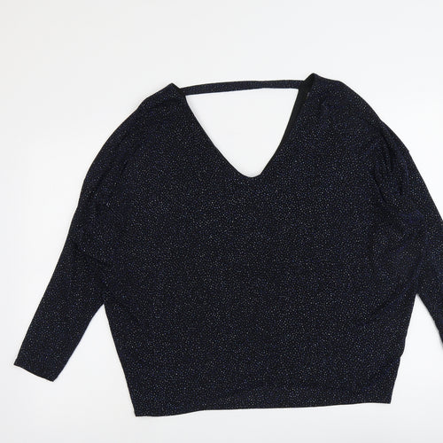 Dorothy Perkins Womens Blue Geometric Nylon Basic Blouse Size 18 V-Neck