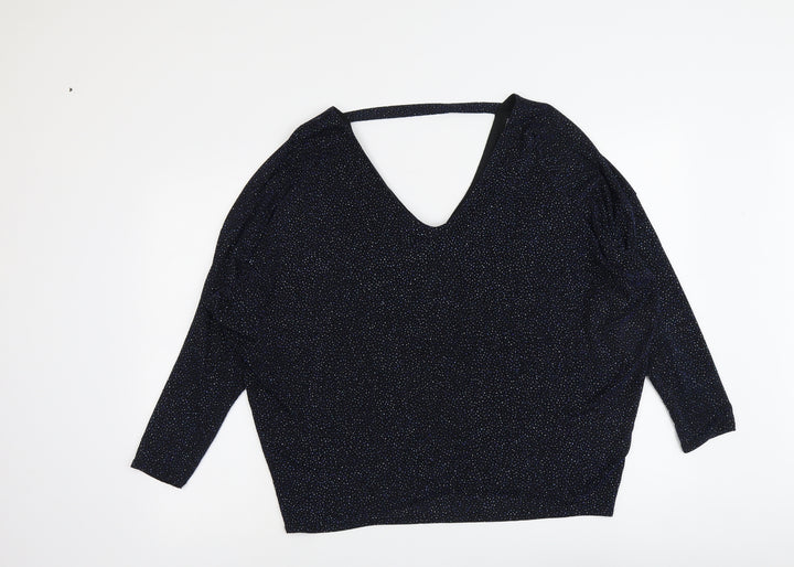 Dorothy Perkins Womens Blue Geometric Nylon Basic Blouse Size 18 V-Neck