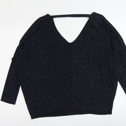 Dorothy Perkins Womens Blue Geometric Nylon Basic Blouse Size 18 V-Neck