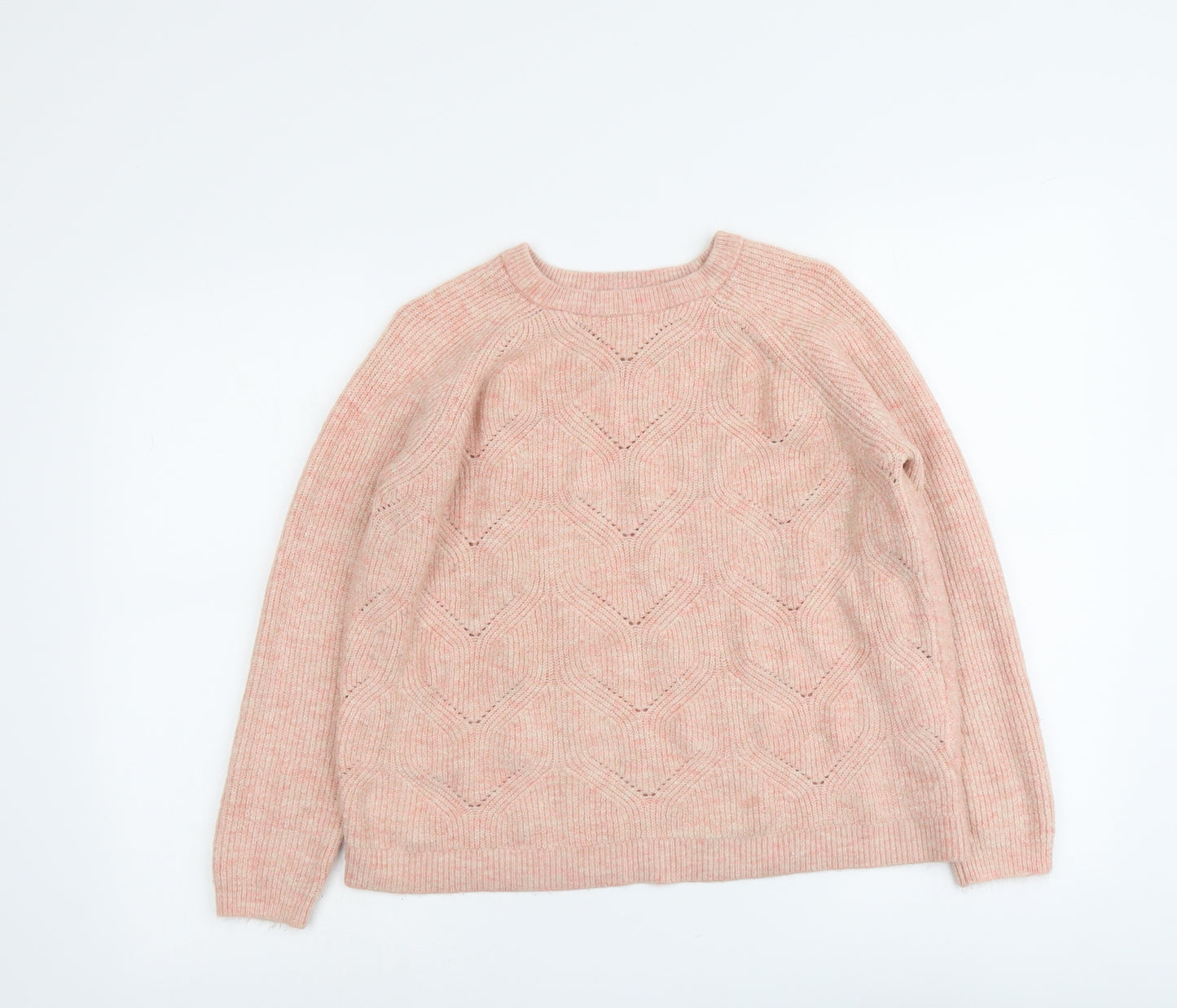 Papaya Womens Pink Round Neck Acrylic Pullover Jumper Size L