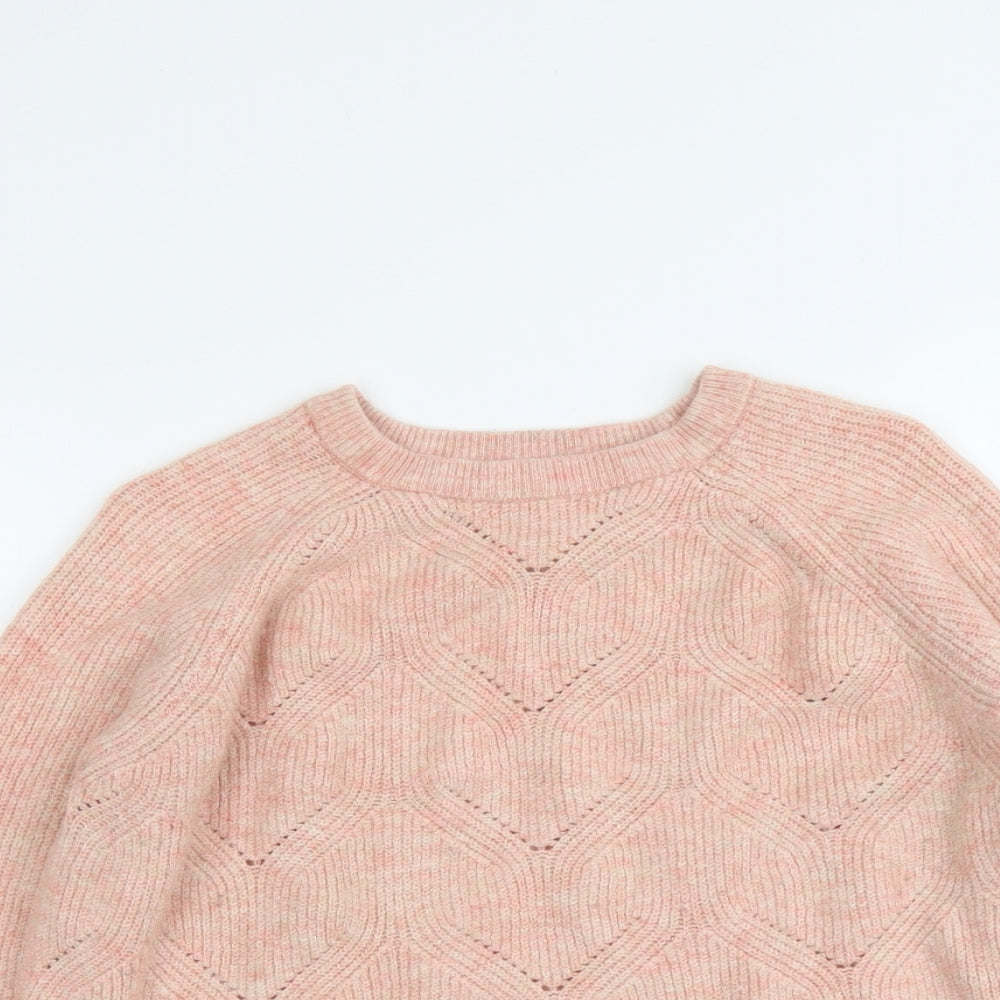 Papaya Womens Pink Round Neck Acrylic Pullover Jumper Size L