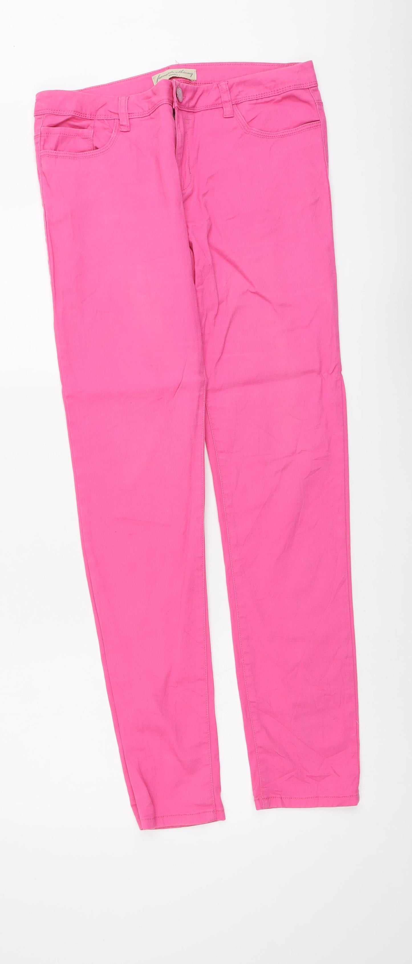 C&A Womens Pink Cotton Straight Jeans Size 12 L30 in Regular Button